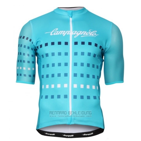 2018 Fahrradbekleidung Campagnolo Azurblau Trikot Kurzarm und Tragerhose